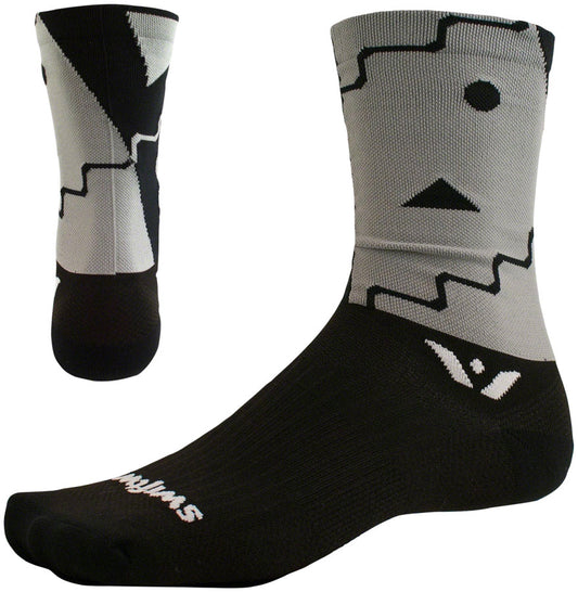 Swiftwick Vision Six Abstract Sock - 6" Black Small Socks Swiftwick   