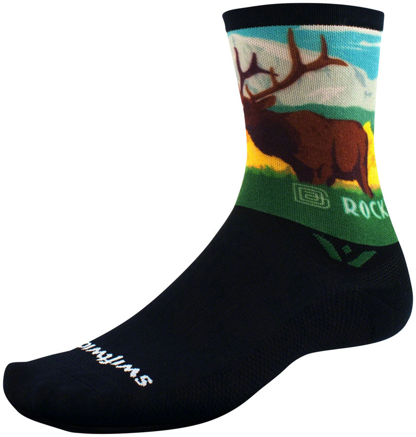 Swiftwick Vision Six Impression National Park Socks - 6" Rocky Mountains Large Socks Swiftwick   