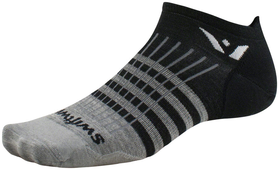 Swiftwick Pursuit Zero Wool Socks - No Show Stripes Heather Black XL Socks Swiftwick   