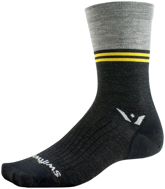 Swiftwick Pursuit Seven Ultralight Socks - 7" Block Stripe Heather Small Socks Swiftwick   