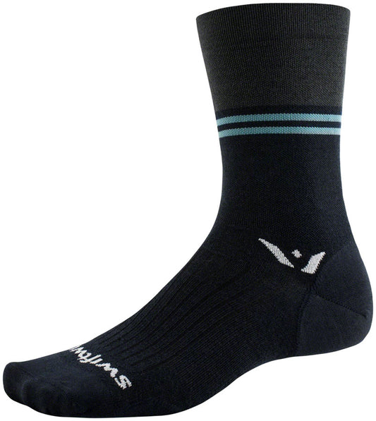 Swiftwick Pursuit Seven Ultralight Socks - 7" Block Stripe Black XL Socks Swiftwick   
