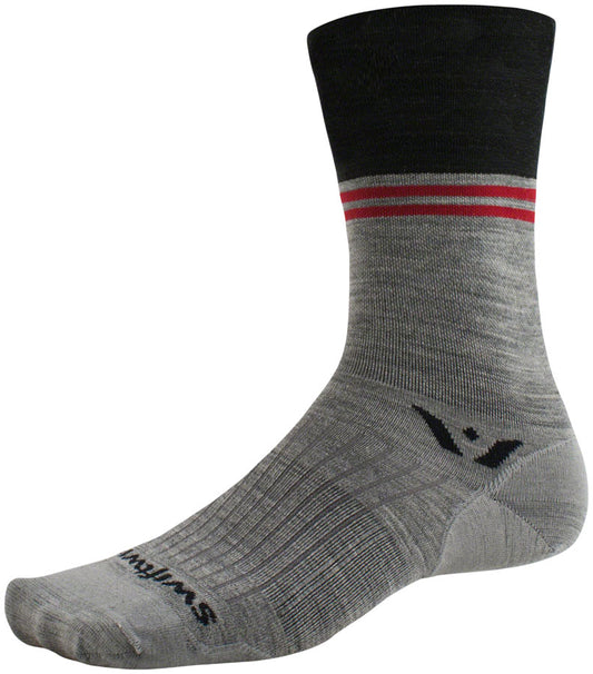 Swiftwick Pursuit Seven Ultralight Socks - 7" Block Stripe Charcoal XL Socks Swiftwick   