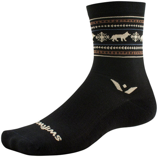 Swiftwick Vision Five Winter Collection Socks - 5" Winter Black Wolves XL Socks Swiftwick   