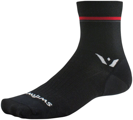 Swiftwick Pursuit Four Ultralight Socks - 4" Retro Stripe Black Small Socks Swiftwick   