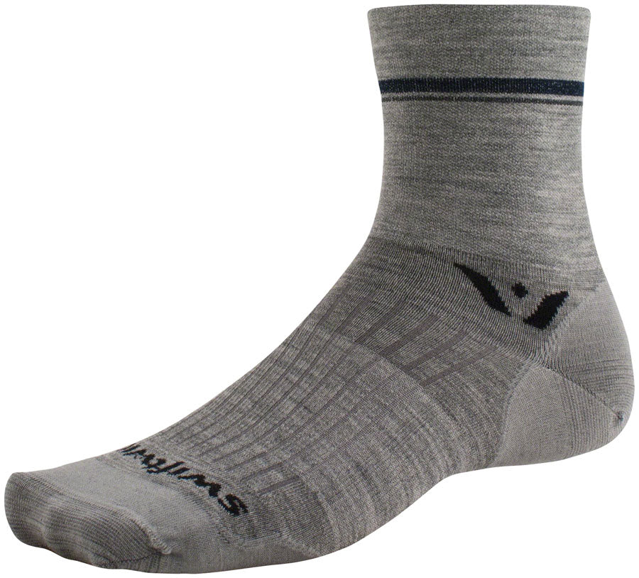 Swiftwick Pursuit Four Ultralight Socks - 4" Retro Stripe Heather Large Socks Swiftwick   