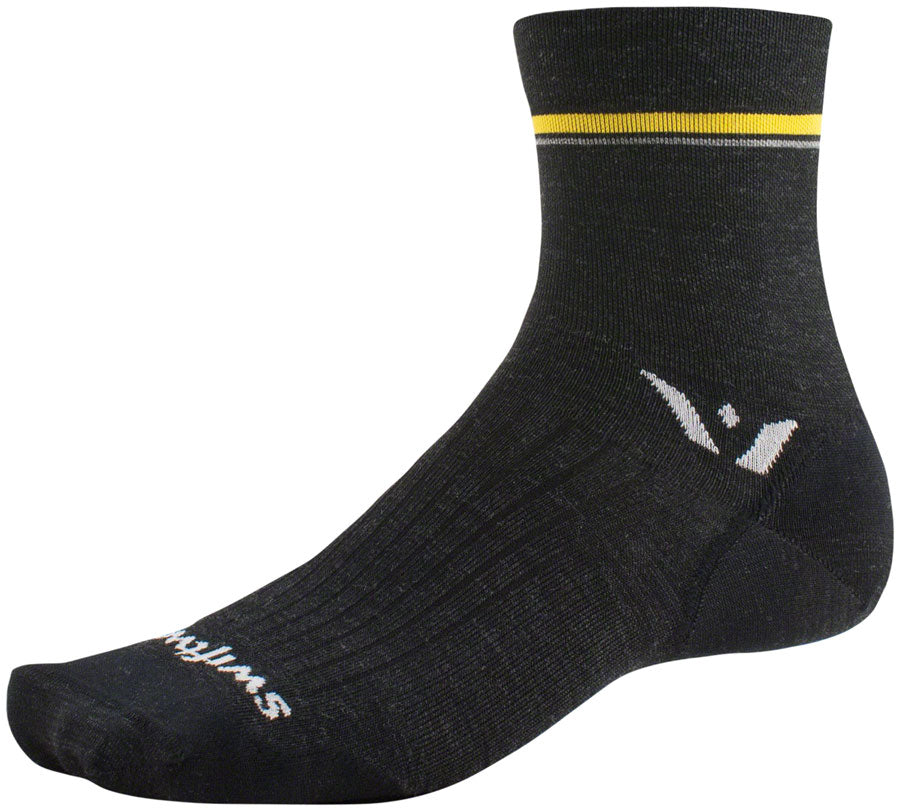 Swiftwick Pursuit Four Ultralight Socks - 4" Retro Stripe Charcoal XL Socks Swiftwick   