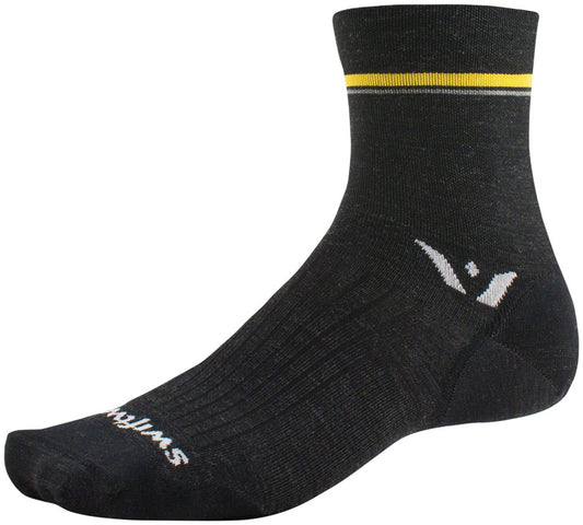 Swiftwick Pursuit Four Ultralight Socks - 4" Retro Stripe Charcoal XL Socks Swiftwick   
