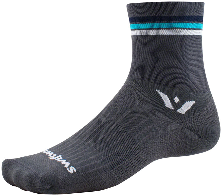 Swiftwick Aspire Four Socks - 4" Gray Stripe Small Socks Swiftwick   