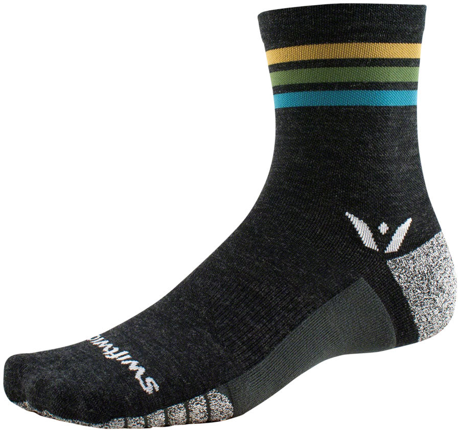 Swiftwick Flite XT Trail Five Socks - 5" Aqua Stripe Small Socks Swiftwick   