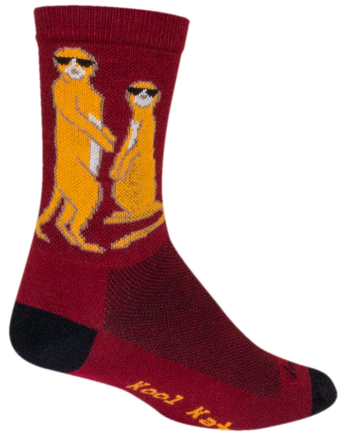 SockGuy Crew Kool Kats Socks - 6" Burgundy Large/X-Large Socks SockGuy   