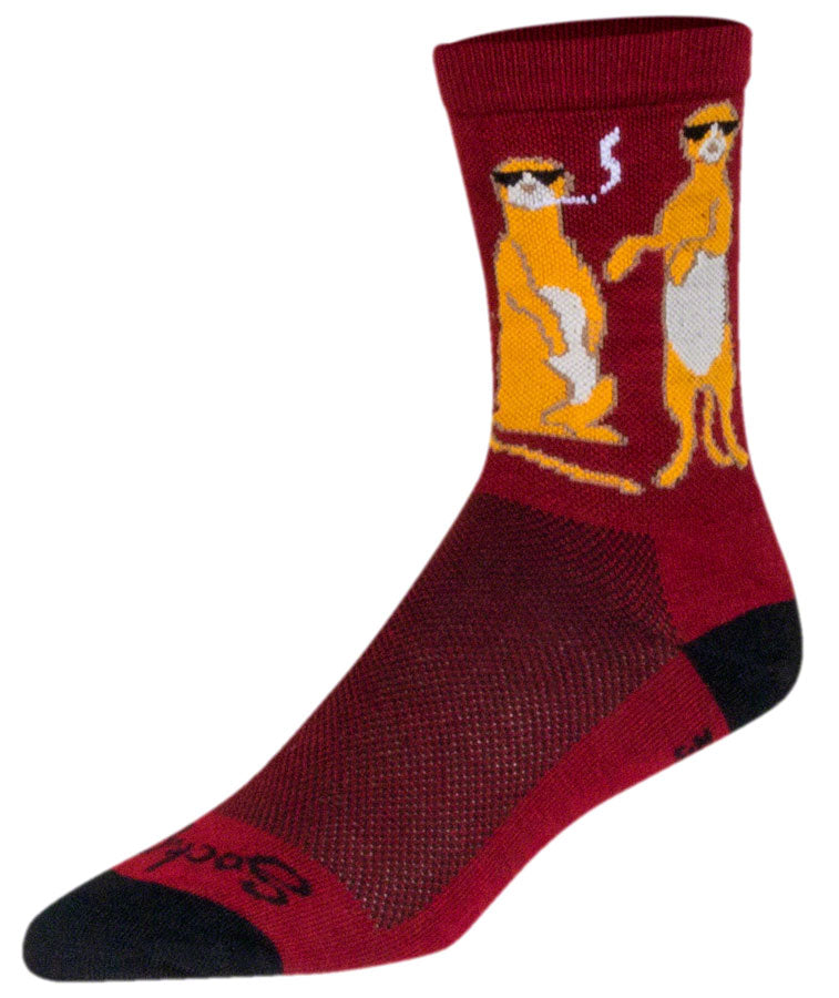 SockGuy Crew Kool Kats Socks - 6" Burgundy Large/X-Large Socks SockGuy   