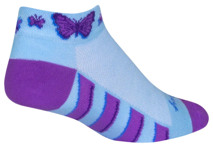 SockGuy Classic Flutterby Socks - 1" Light Blue Small/Medium Socks SockGuy   