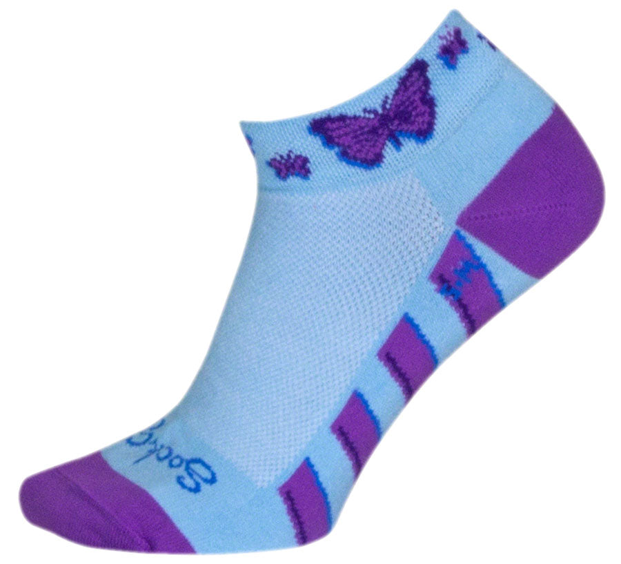 SockGuy Classic Flutterby Socks - 1" Light Blue Small/Medium Socks SockGuy   