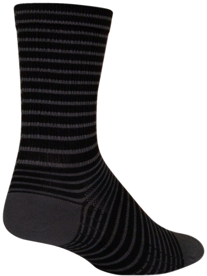 SockGuy SGX Black Stripes Socks - 6" Black Large/X-Large Socks SockGuy   