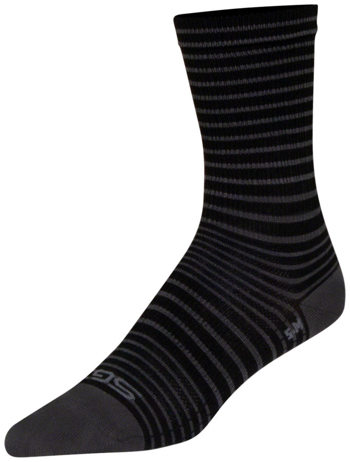 SockGuy SGX Black Stripes Socks - 6" Black Large/X-Large Socks SockGuy   