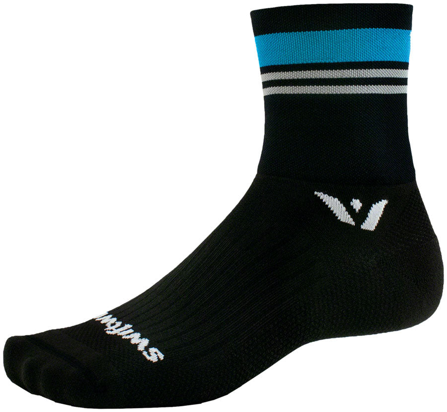 Swiftwick Aspire Four Stripe Socks - 4" Aqua Gray X-Large Socks Swiftwick   