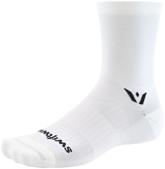 Swiftwick Aspire Five Socks - 5" White Small Socks Swiftwick   