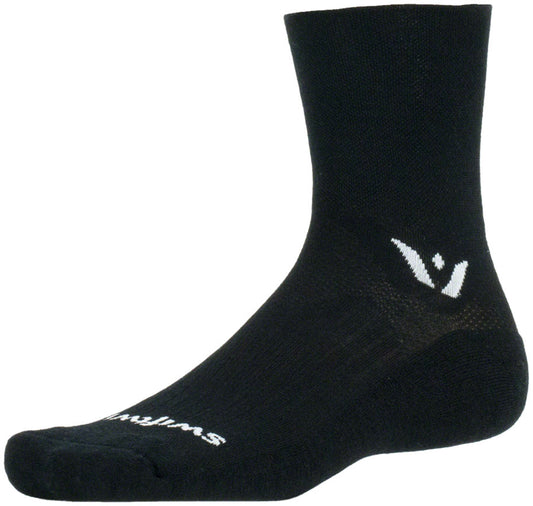 Swiftwick Pursuit Four Socks - 4" Black Small Socks Swiftwick   