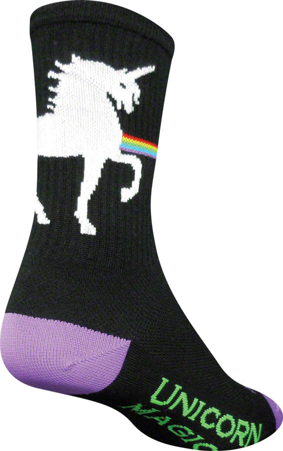 SockGuy Crew Unicorn Magic Socks - 6" Black Large/X-Large Socks SockGuy   