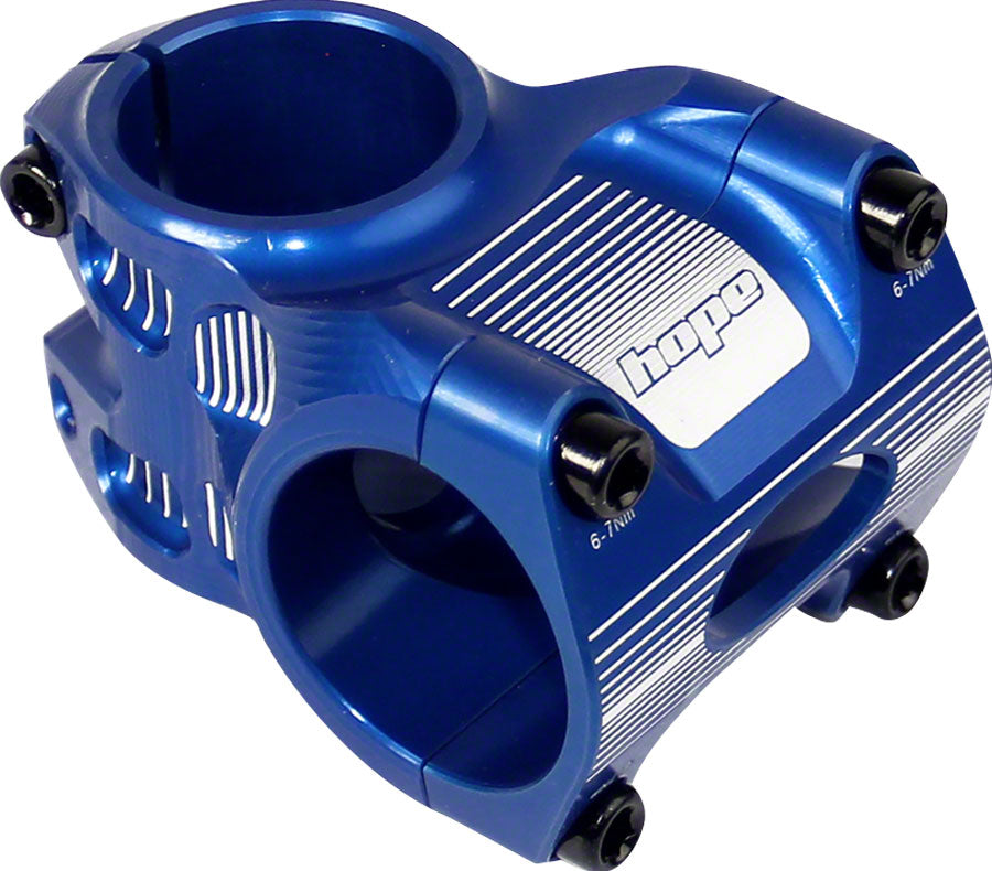 Hope AM/Freeride Stem - 35mm 31.8 Clamp +/-0 1 1/8" Aluminum Blue Stems Hope   