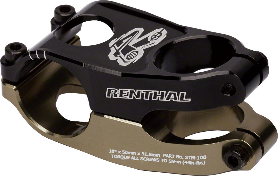 Renthal Duo Stem - 50mm 31.8 Clamp +/-10 1 1/8" Aluminum Black/Gold Stems Renthal   