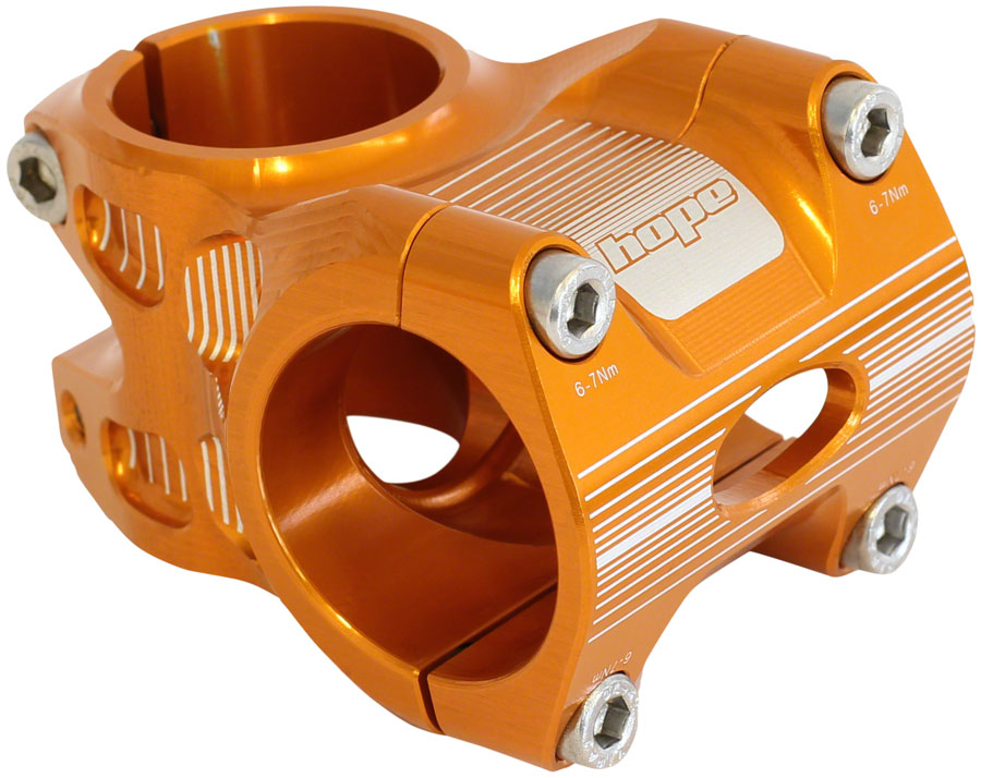 Hope AM/Freeride Stem - 35mm 31.8 Clamp +/-0 1 1/8" Aluminum Orange Stems Hope   