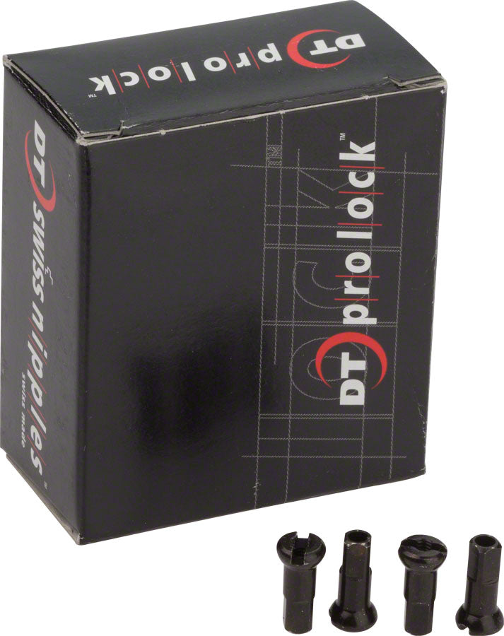DT Swiss Pro Head Pro Lock Brass Nipples: 2.0 x 12mm Black Box of 100 Spoke Nipples DT Swiss   