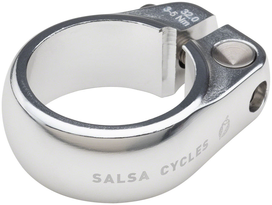 Salsa Lip-Lock Seat Collar 32.0mm Silver Seatpost Parts and Accessories Salsa   