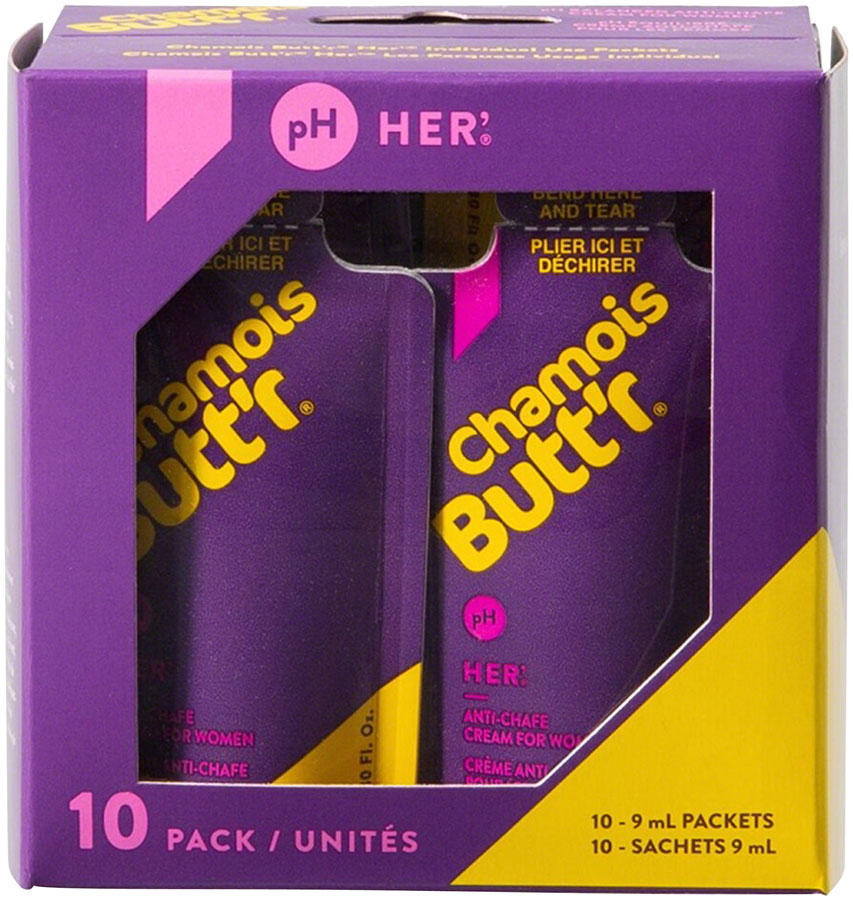 Chamois Buttr Her: 0.3oz Packet Box of 10 Anti Chafe Chamois Butt'r   