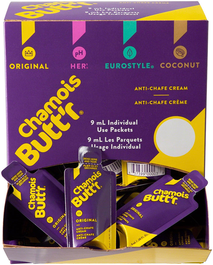 Chamois Buttr Original: 0.3oz Packet POP Box of 75 Anti Chafe Chamois Butt'r   