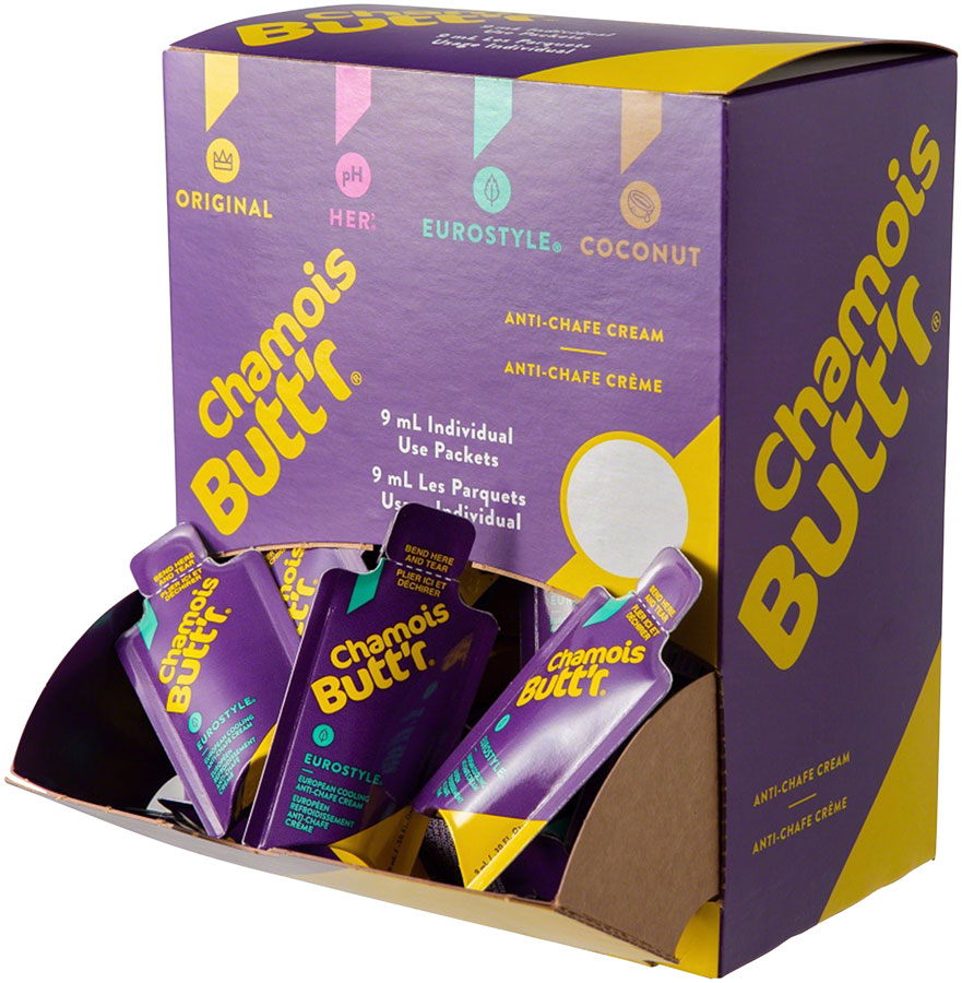 Chamois Buttr Eurostyle: 0.3oz Packet POP Box of 75 Anti Chafe Chamois Butt'r   