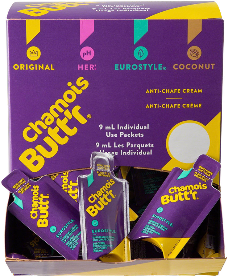 Chamois Buttr Eurostyle: 0.3oz Packet POP Box of 75 Anti Chafe Chamois Butt'r   