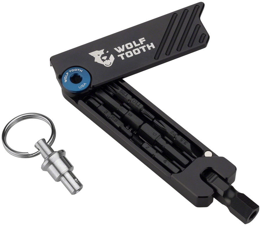 Wolf Tooth 6-Bit Hex Wrench Multi-Tool with Keyring - Blue Multi Tools Wolf Tooth   