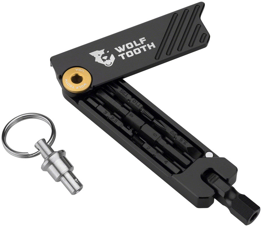 Wolf Tooth 6-Bit Hex Wrench Multi-Tool with Keyring - Gold Multi Tools Wolf Tooth   