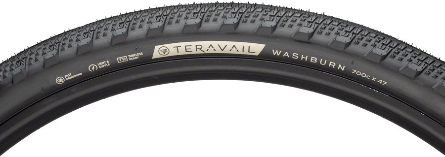 Teravail Washburn Tire - 700 x 47 Tubeless Folding Black Light and Supple Tires Teravail   