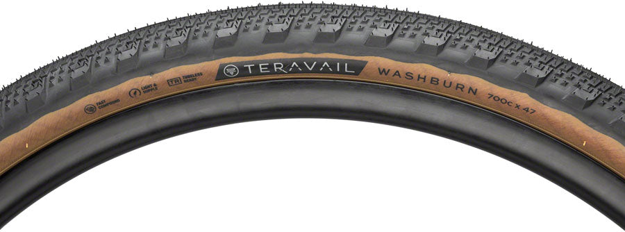 Teravail Washburn Tire - 700 x 47 Tubeless Folding Tan Durable Tires Teravail   