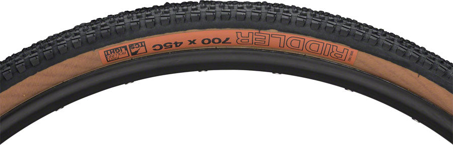WTB Riddler 700c Tire - 700 x 45 TCS Tubeless Folding BLK/Tan Light Fast Rolling Tires WTB   