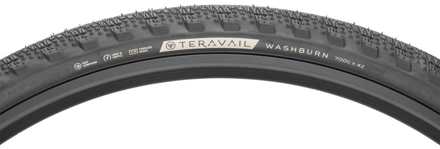 Teravail Washburn Tire - 700 x 42 Tubeless Folding Black Light and Supple Tires Teravail   