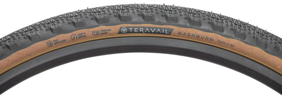 Teravail Washburn Tire - 700 x 42 Tubeless Folding Tan Light and Supple Tires Teravail   