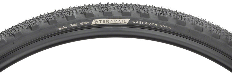 Teravail Washburn Tire - 700 x 38 Tubeless Folding Black Light and Supple Tires Teravail   