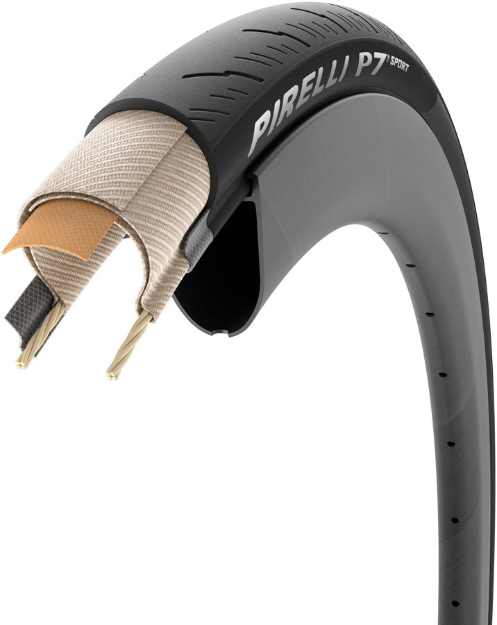 Pirelli P7 Sport Tire - 700 x 28 Clincher Folding Black Tires Pirelli   