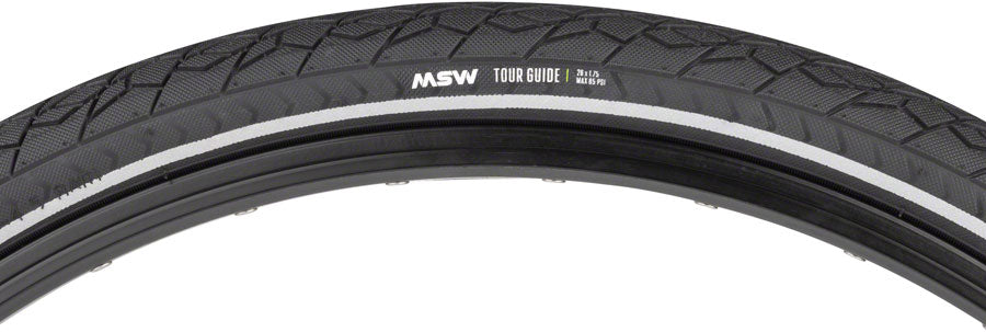 MSW Tour Guide Tire - 26 x 1.75 BLK Folding Wire Bead Puncture Protection Reflective Sidewall 33tpi Tires MSW   