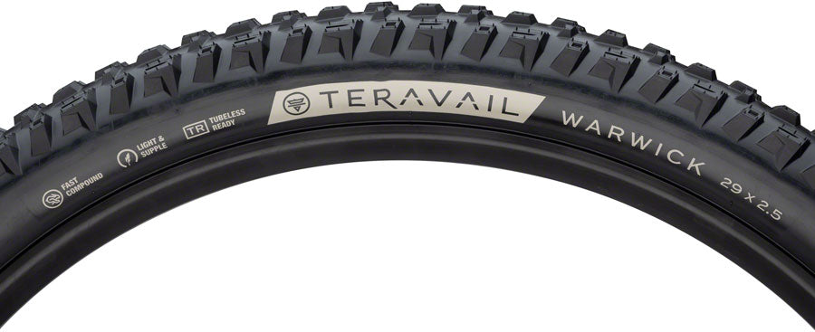 Teravail Warwick Tire - 29 x 2.5 Tubeless Folding BLK Ultra-Durable Grip Compound Tires Teravail   