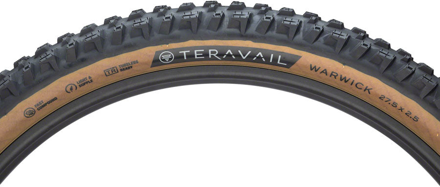 Teravail Warwick Tire - 27.5 x 2.5 Tubeless Folding Tan Light Supple Fast Compound Tires Teravail   