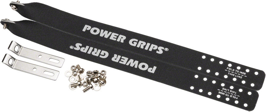 Power Grips Extra Long (375mm) with Hardware Black Toe Clip & Strap Power Grips   