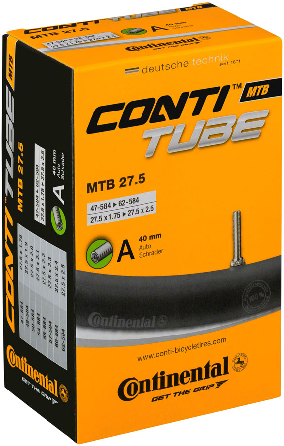 Continental Standard Tube - 27.5 x 1.75 - 2.5 40mm Schrader Valve Tube Continental   