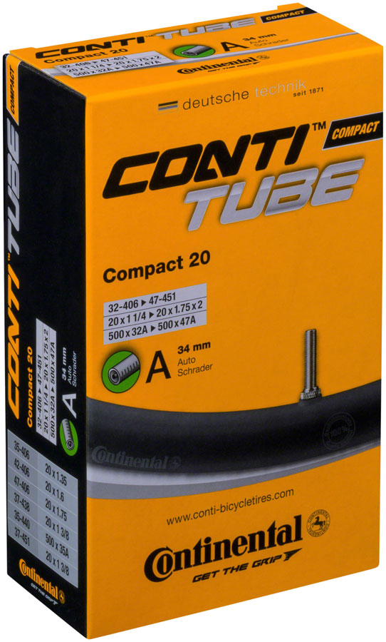 Continental Standard Tube - 20 x 1-1/4 - 1-1/2 34mm Schrader Valve Tube Continental   
