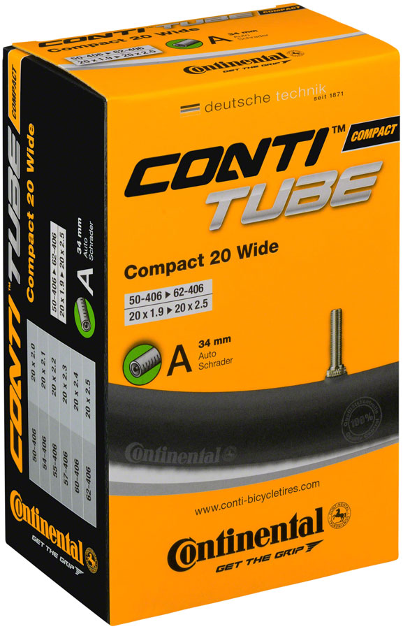 Continental Standard Tube - 20 x 1.9 - 2.5 34mm Schrader Valve Tube Continental   