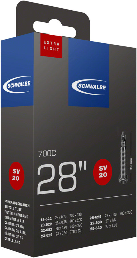Schwalbe Extra Light Tube - 700 x 18 - 25mm 40mm Presta Valve Tube Schwalbe   