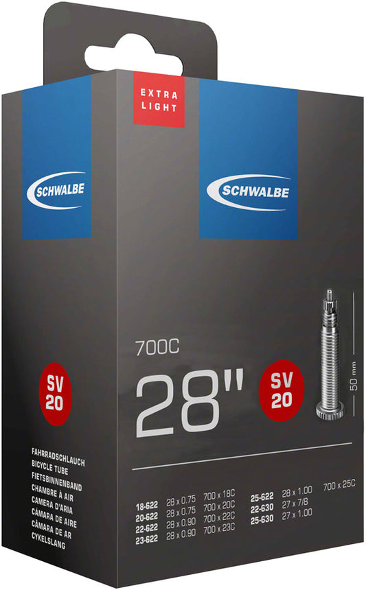 Schwalbe Extra Light Tube - 700 x 18 - 25mm 50mm Presta Valve Tube Schwalbe   
